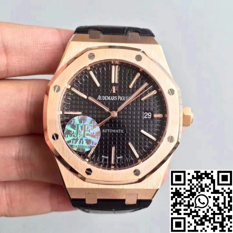 Audemars Piguet Royal Oak 15400 JF Factory Leather Strap Black Dial