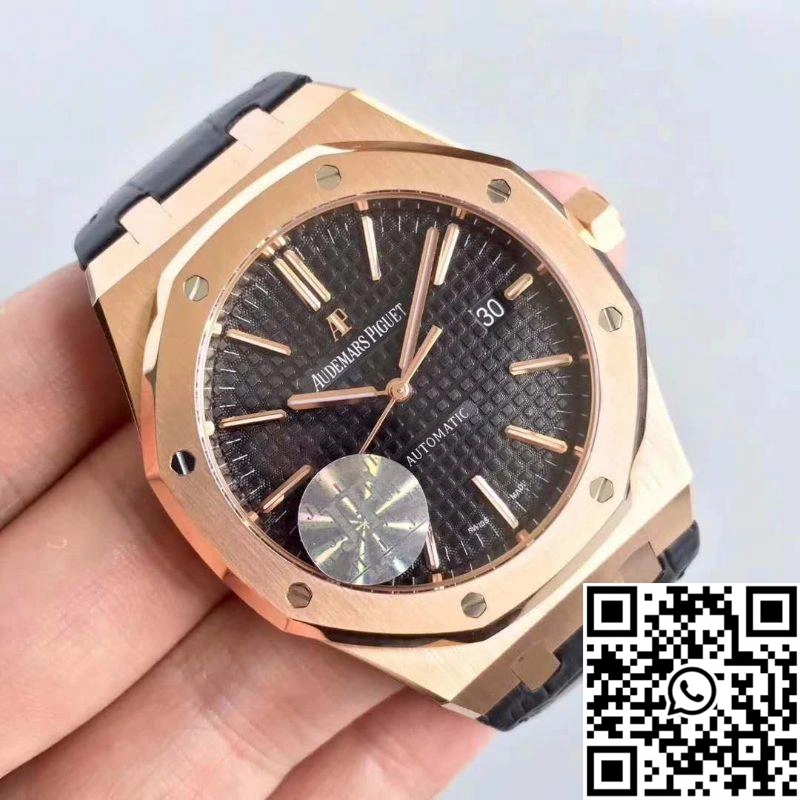 Audemars Piguet Royal Oak 15400 JF Factory Leather Strap Black Dial