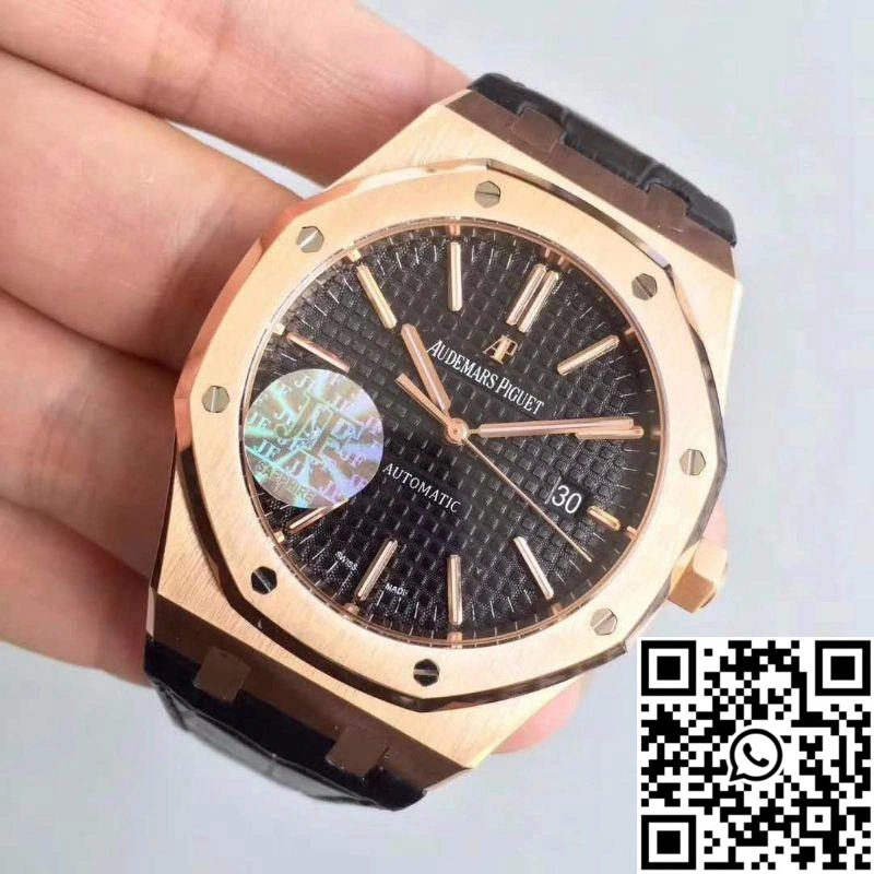 Audemars Piguet Royal Oak 15400 JF Factory Leather Strap Black Dial
