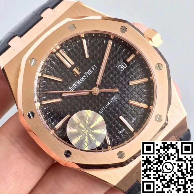 Audemars Piguet Royal Oak 15400 JF Factory Leather Strap Black Dial