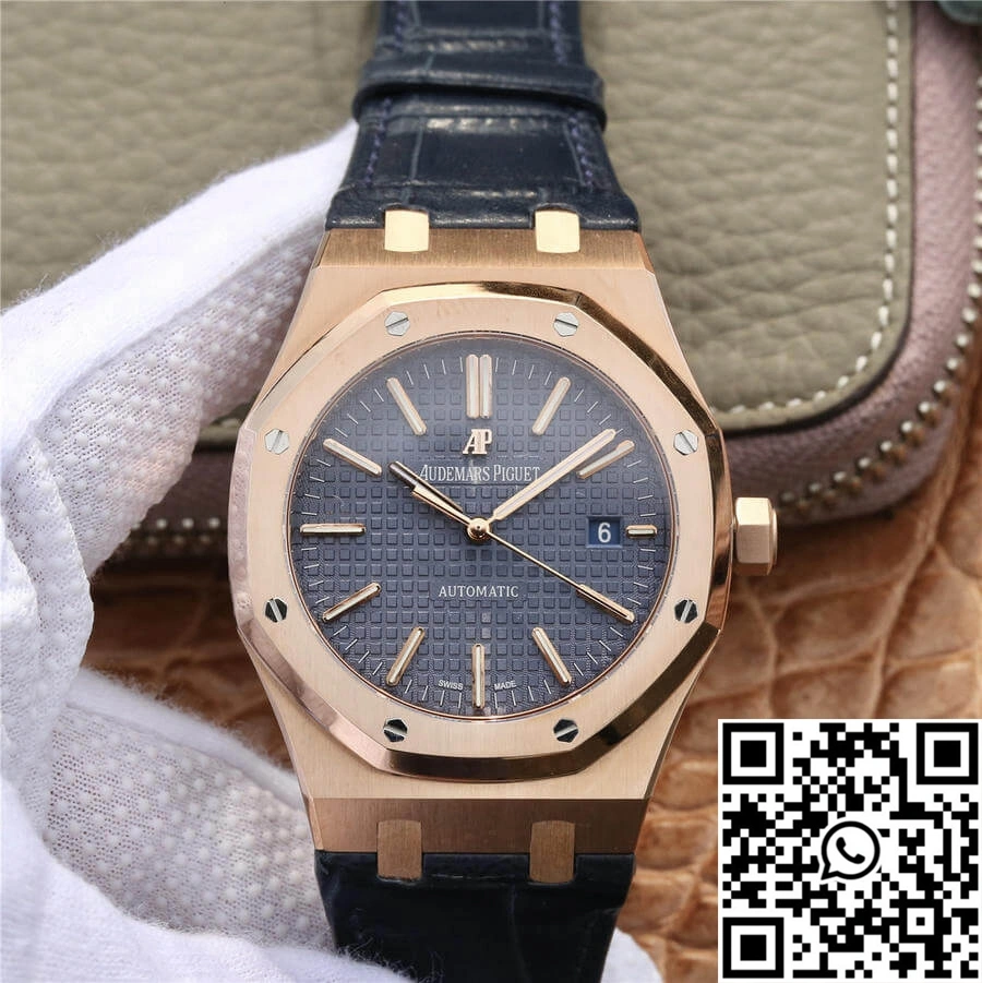 Audemars Piguet Royal Oak 15400 OM Factory Blue Dial Leather Strap
