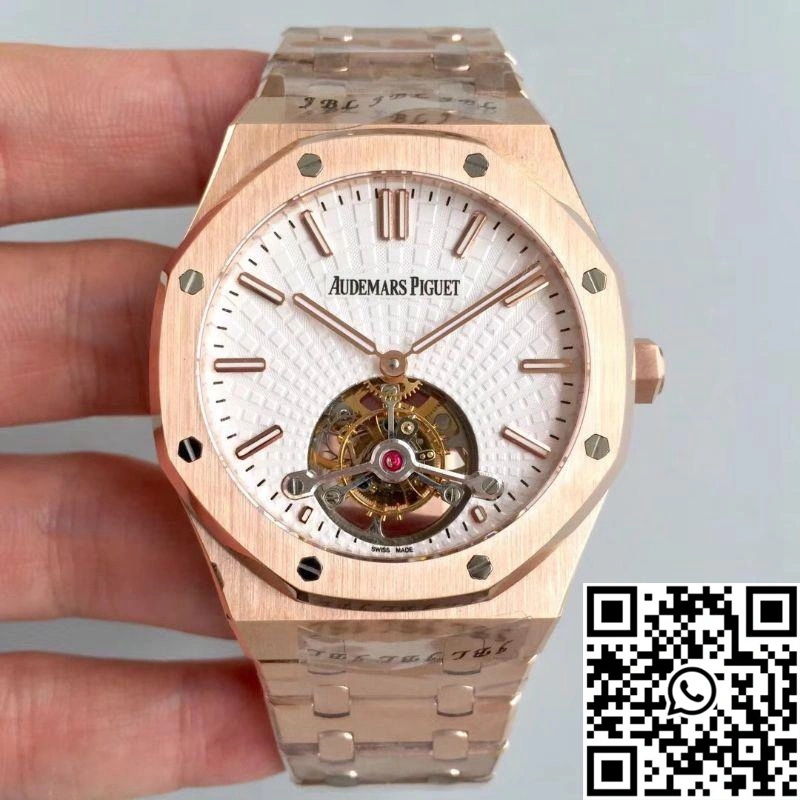 Audemars Piguet Royal Oak Rose Gold Tourbillon Extra Thin 26522 R8 Factory White Dial