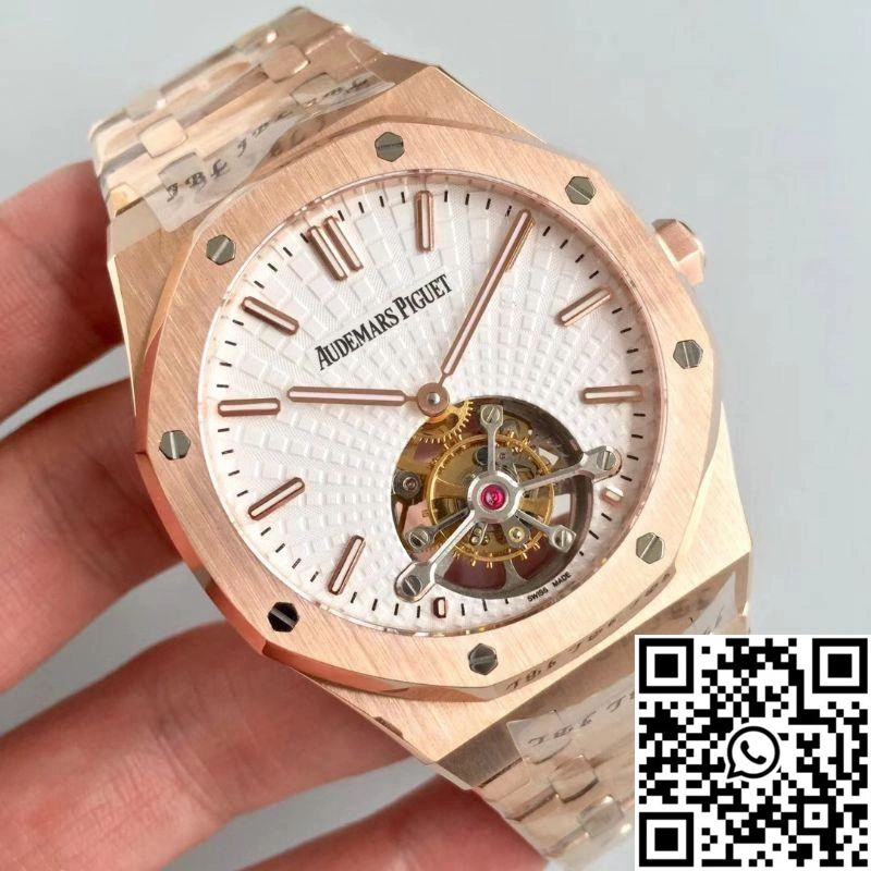 Audemars Piguet Royal Oak Rose Gold Tourbillon Extra Thin 26522 R8 Factory White Dial