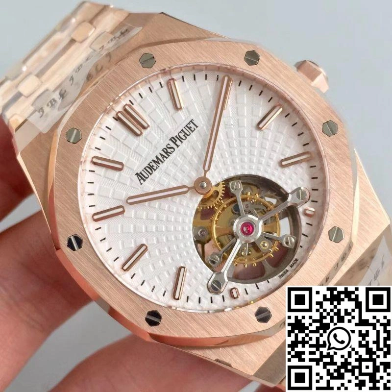 Audemars Piguet Royal Oak Rose Gold Tourbillon Extra Thin 26522 R8 Factory White Dial