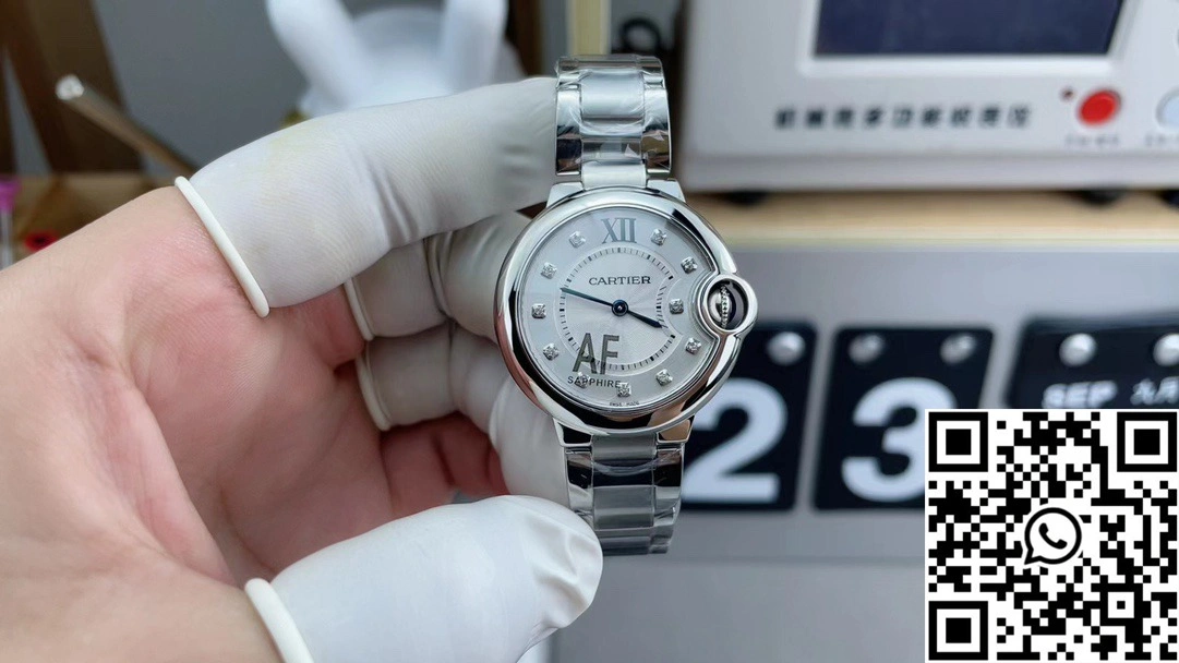 Ballon Bleu De Cartier 33MM CRW4BB0021 AF Factory White Dial Diamond Hourmaker