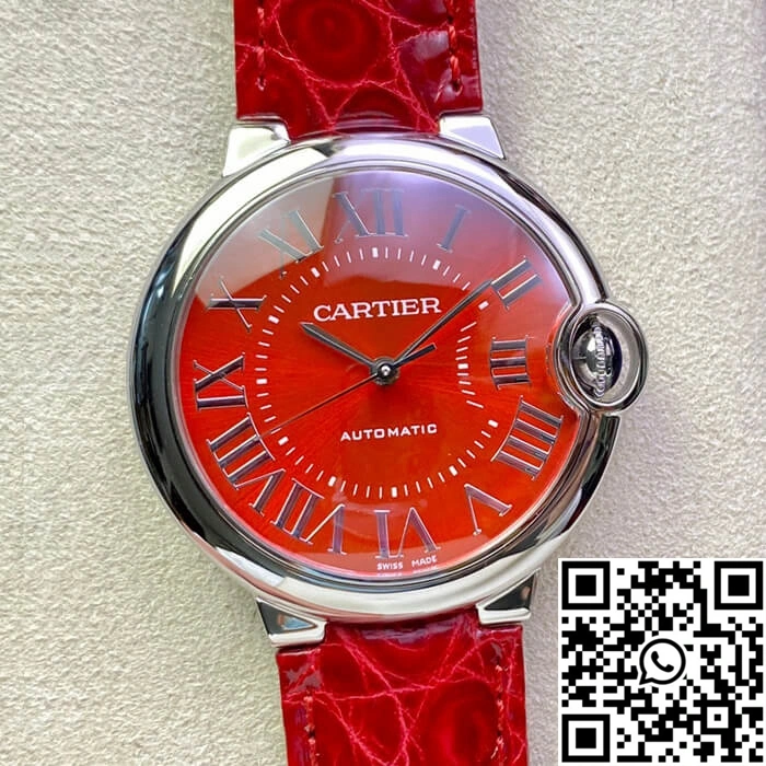 Ballon Bleu De Cartier 36MM 3K Factory Red Leather Strap
