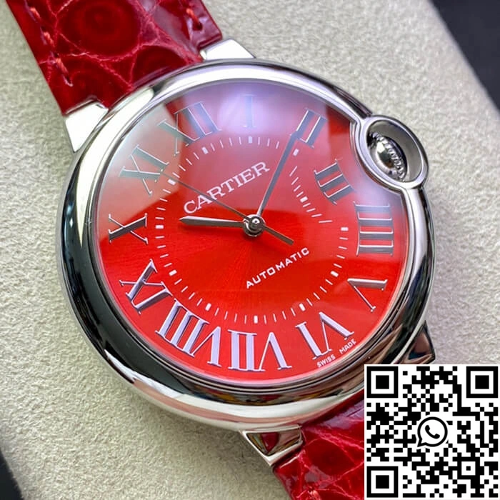 Ballon Bleu De Cartier 36MM 3K Factory Red Leather Strap