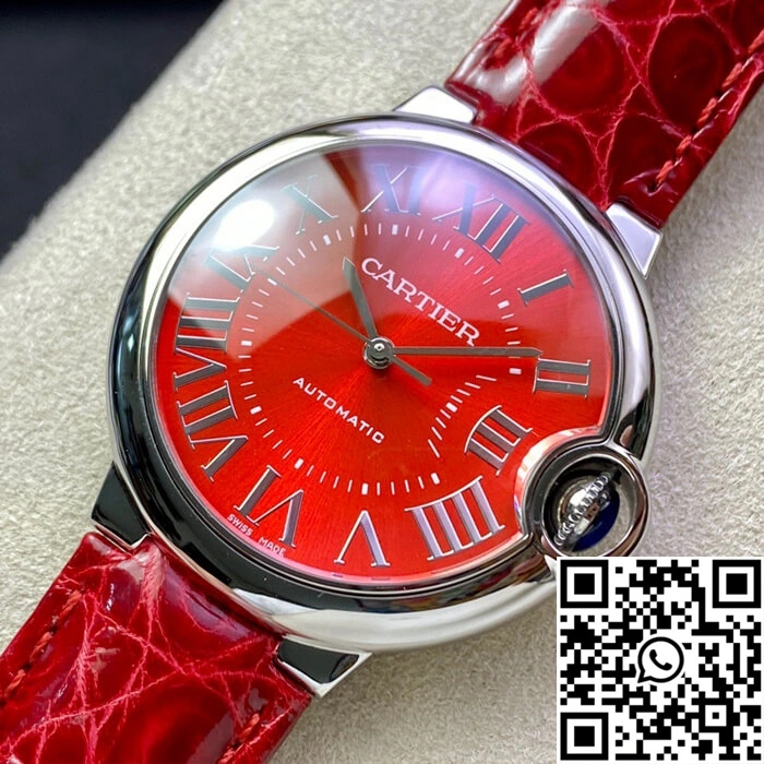 Ballon Bleu De Cartier 36MM 3K Factory Red Leather Strap