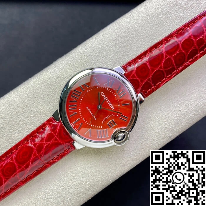 Ballon Bleu De Cartier 36MM 3K Factory Red Leather Strap