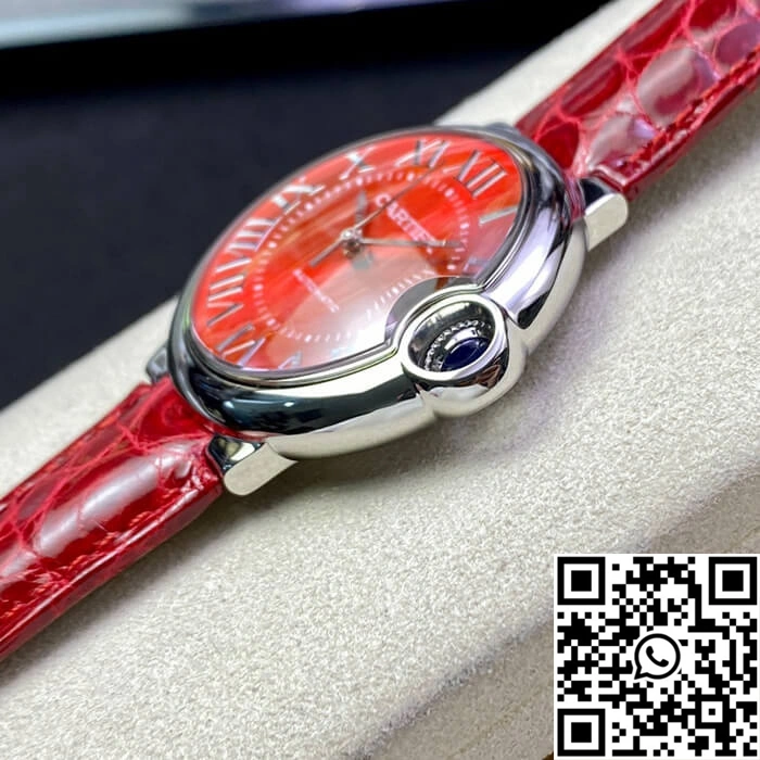Ballon Bleu De Cartier 36MM 3K Factory Red Leather Strap
