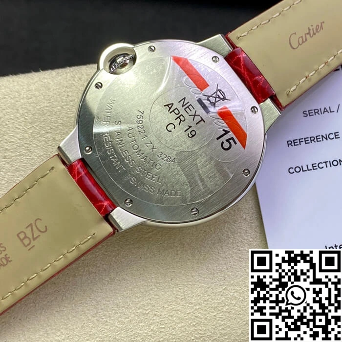 Ballon Bleu De Cartier 36MM 3K Factory Red Leather Strap