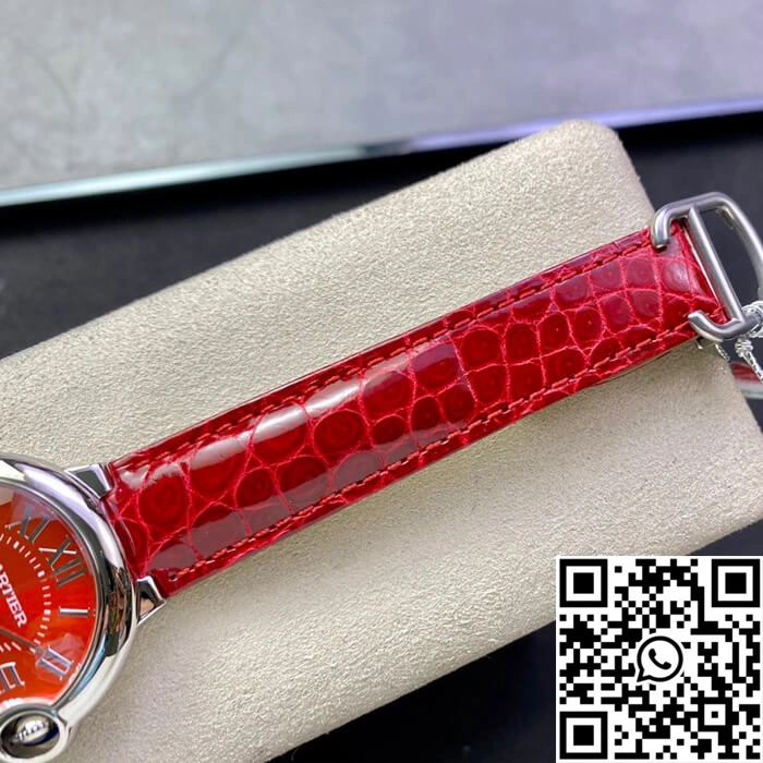 Ballon Bleu De Cartier 36MM 3K Factory Red Leather Strap