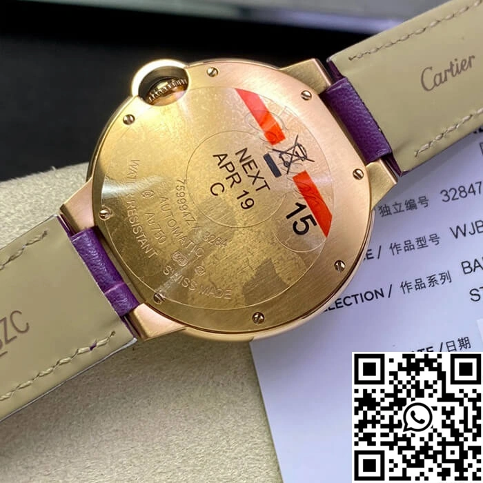 Ballon Bleu De Cartier 36MM WJBB0009 3K Factory Purple Leather Strap