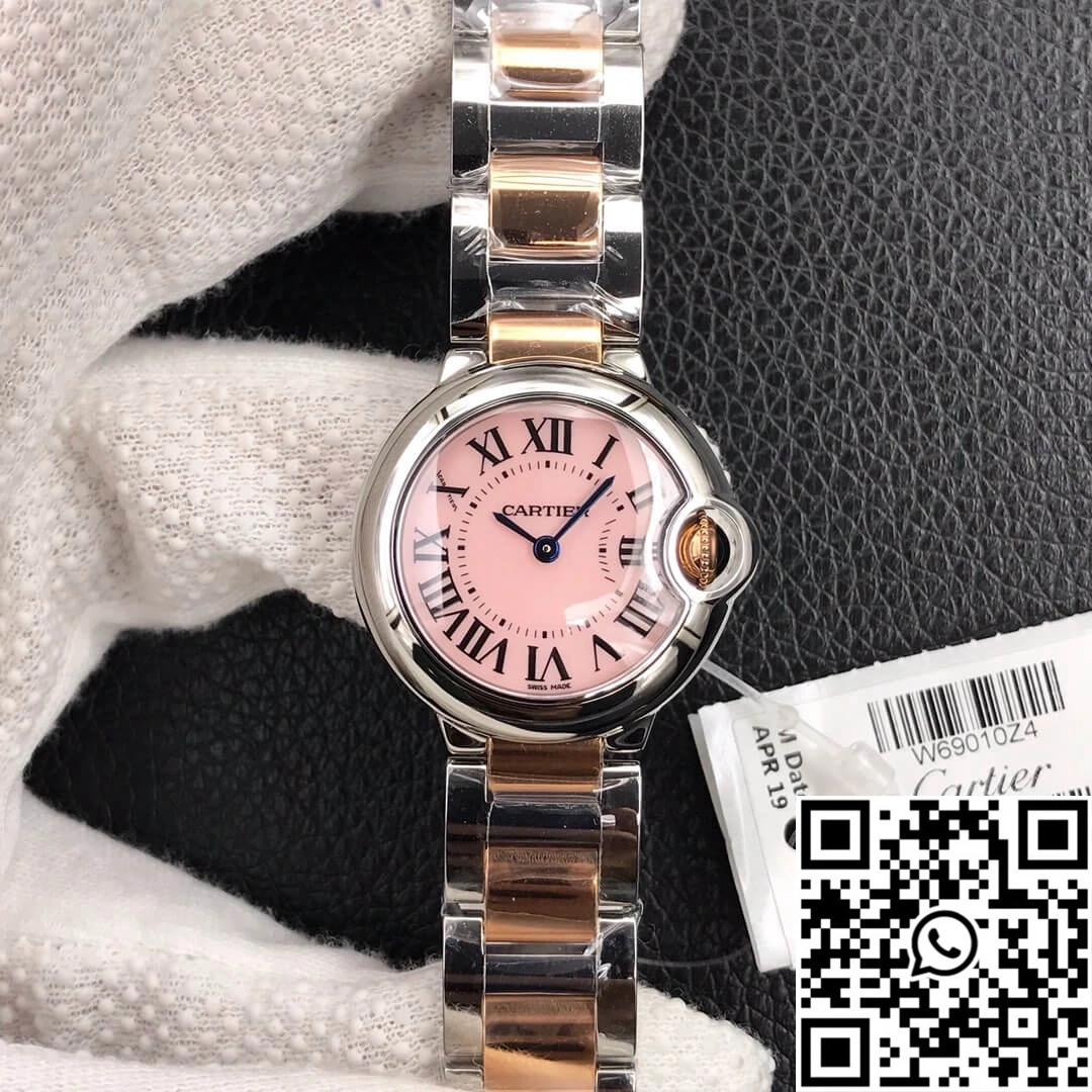Ballon Bleu De Cartier Ladies 28MM V6 Factory V8 Pink Dial