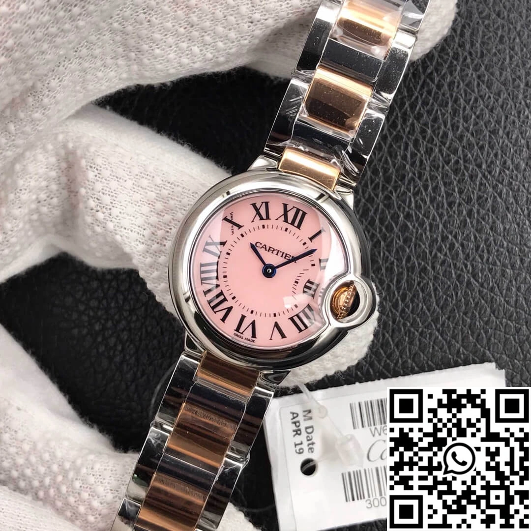 Ballon Bleu De Cartier Ladies 28MM V6 Factory V8 Pink Dial