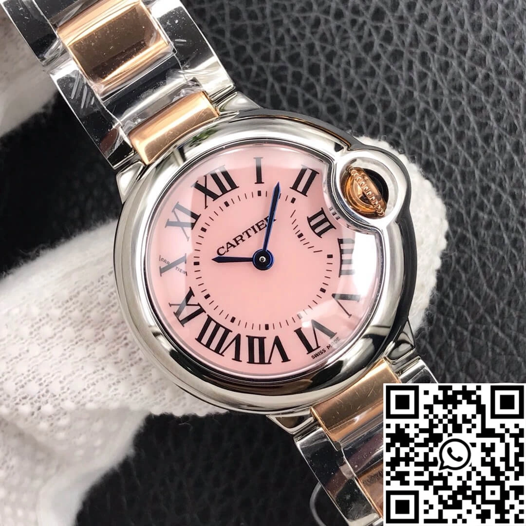 Ballon Bleu De Cartier Ladies 28MM V6 Factory V8 Pink Dial