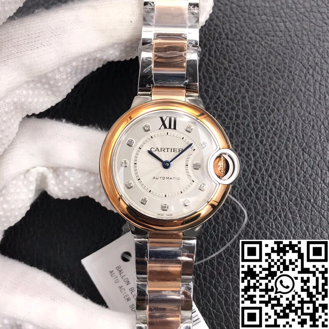 Ballon Bleu De Cartier Ladies 28MM V6 Factory V8 Rose Gold Bezel