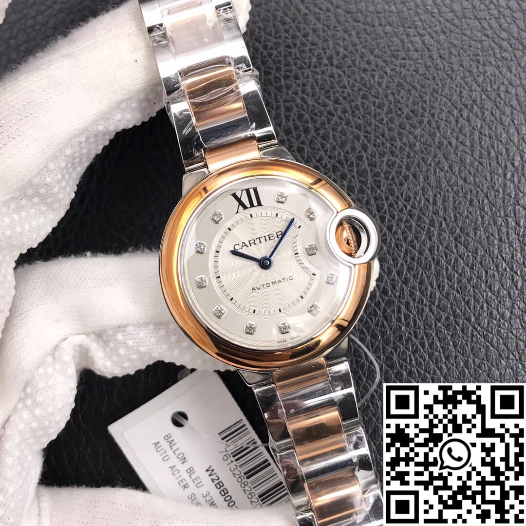 Ballon Bleu De Cartier Ladies 28MM V6 Factory V8 Rose Gold Bezel
