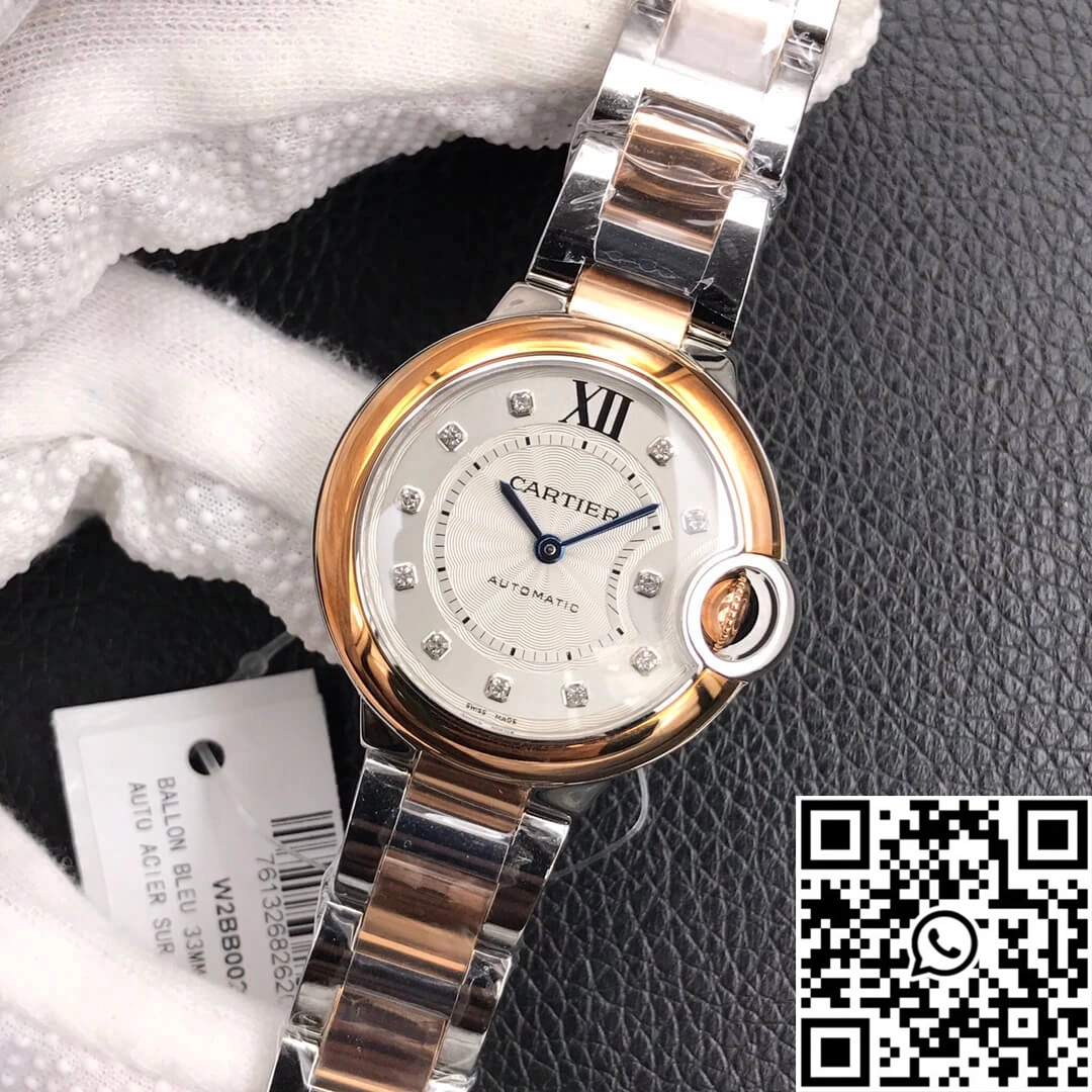 Ballon Bleu De Cartier Ladies 28MM V6 Factory V8 Rose Gold Bezel