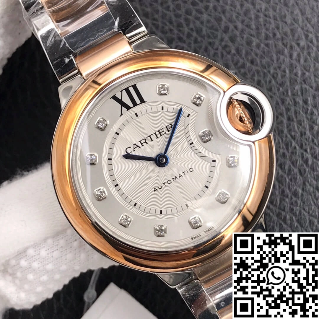 Ballon Bleu De Cartier Ladies 28MM V6 Factory V8 Rose Gold Bezel