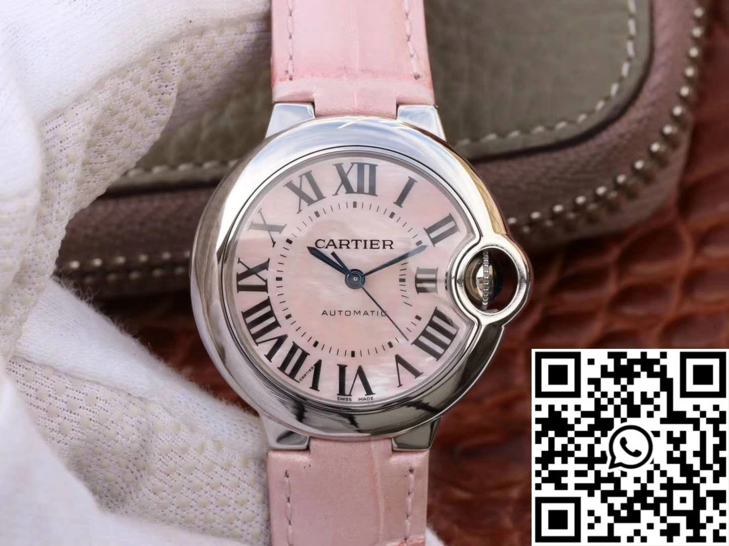 Ballon Bleu De Cartier Ladies 33MM WSBB0002 V6 Factory Pink Dial