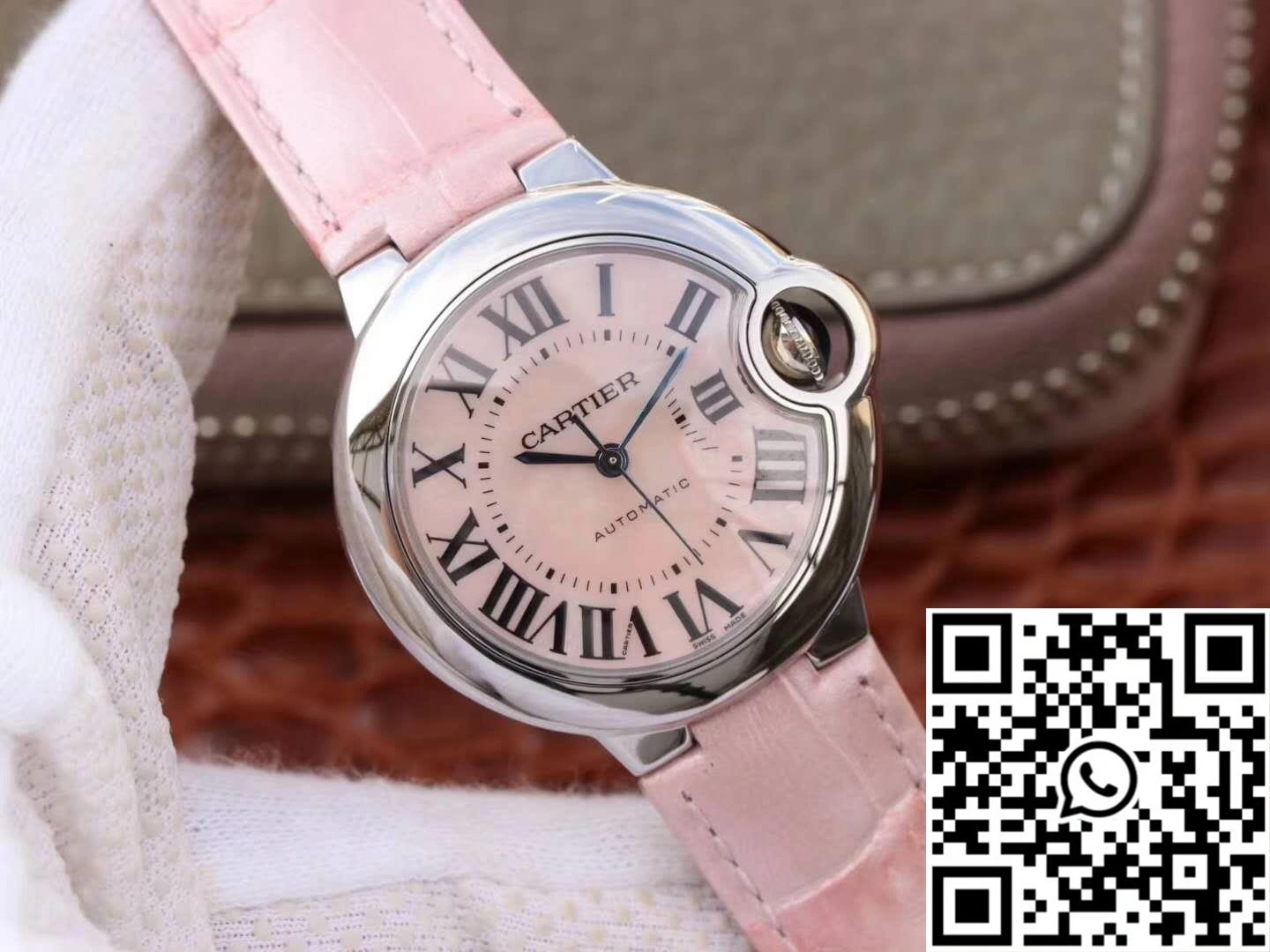 Ballon Bleu De Cartier Ladies 33MM WSBB0002 V6 Factory Pink Dial