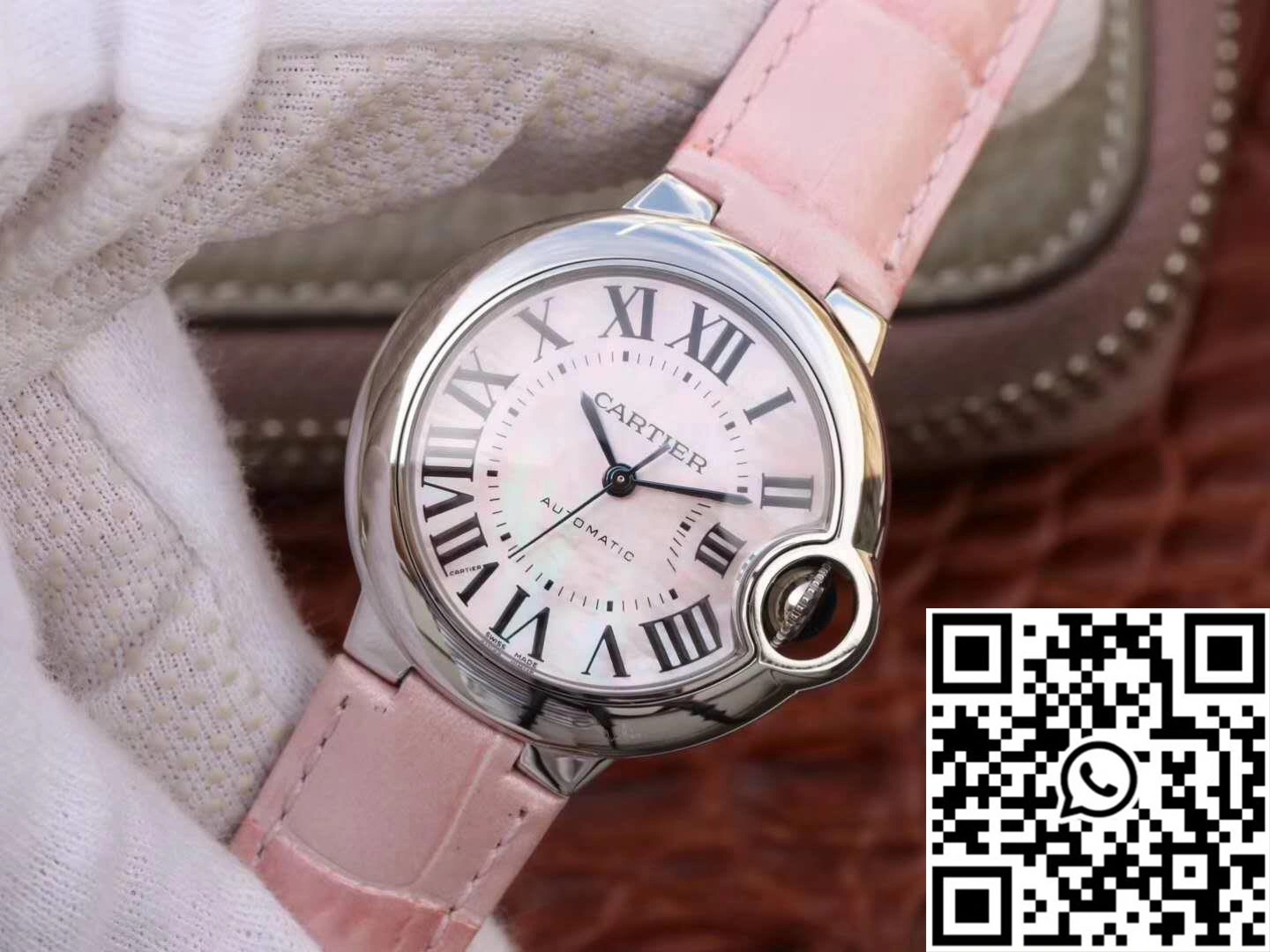 Ballon Bleu De Cartier Ladies 33MM WSBB0002 V6 Factory Pink Dial
