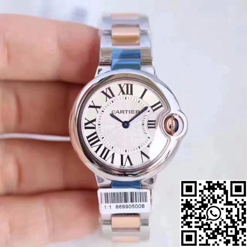 Ballon Bleu De Cartier Ladies W6920033 36MM V6 Factory White Textured Dial