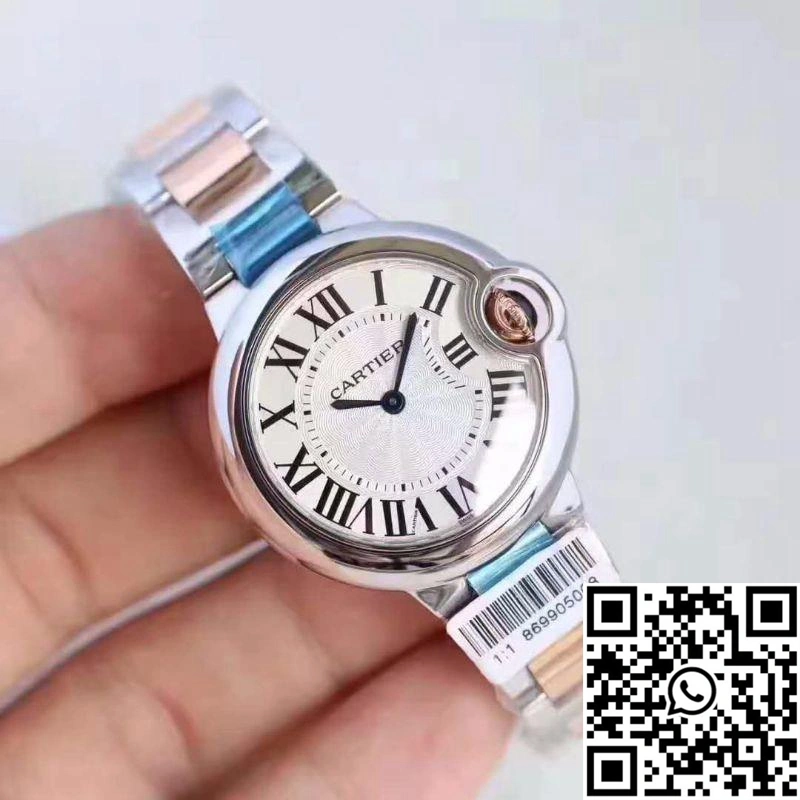 Ballon Bleu De Cartier Ladies W6920033 36MM V6 Factory White Textured Dial