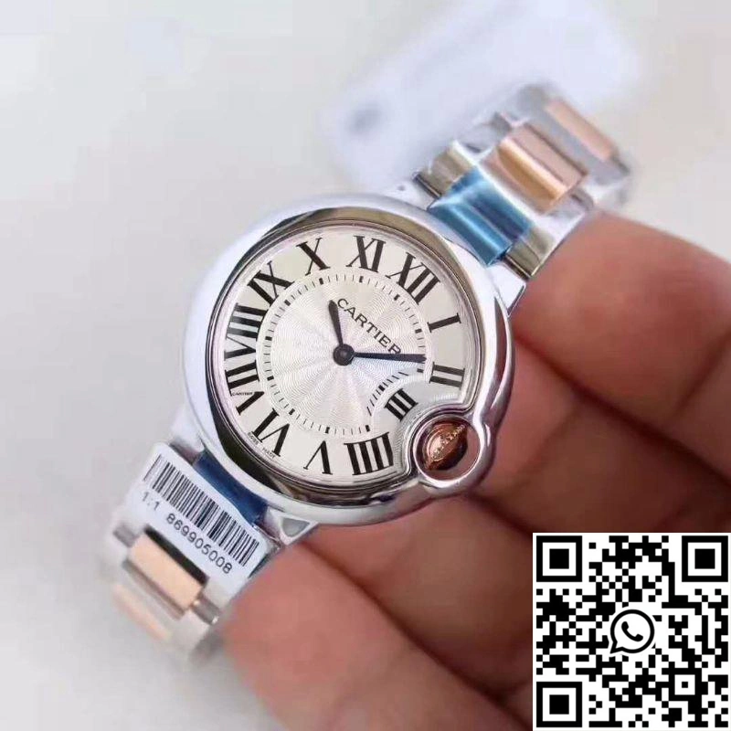 Ballon Bleu De Cartier Ladies W6920033 36MM V6 Factory White Textured Dial