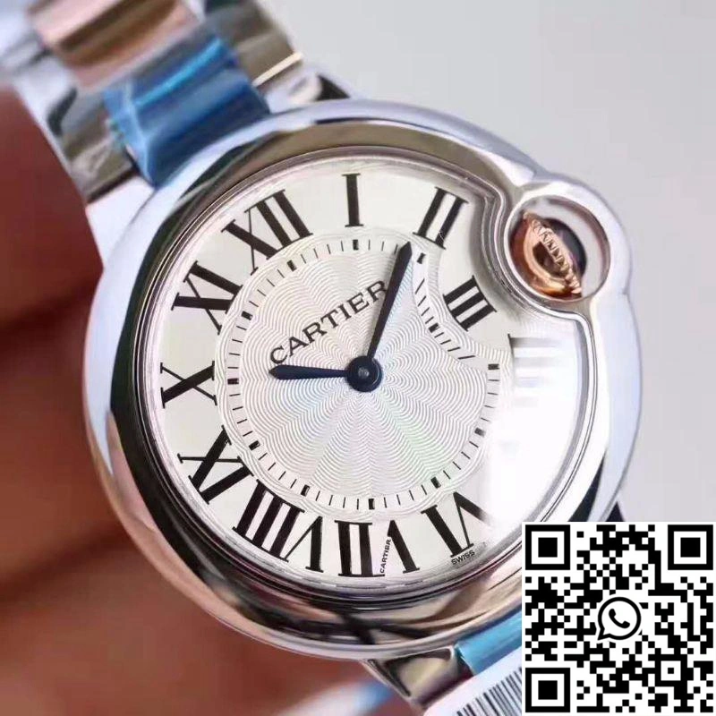 Ballon Bleu De Cartier Ladies W6920033 36MM V6 Factory White Textured Dial