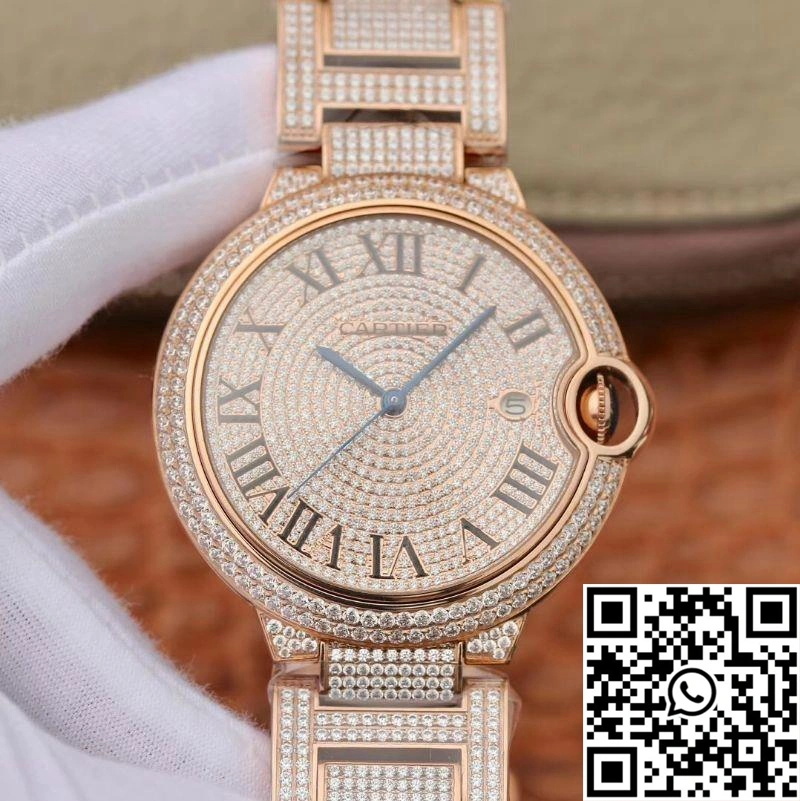 Ballon Bleu De Cartier W69006Z2 42mm TW Factory Rose Gold Diamonds Dial