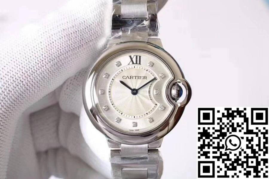 Ballon Bleu De Cartier WE9020 33mm V6 Factory White Dial