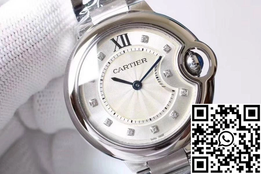 Ballon Bleu De Cartier WE9020 33mm V6 Factory White Dial