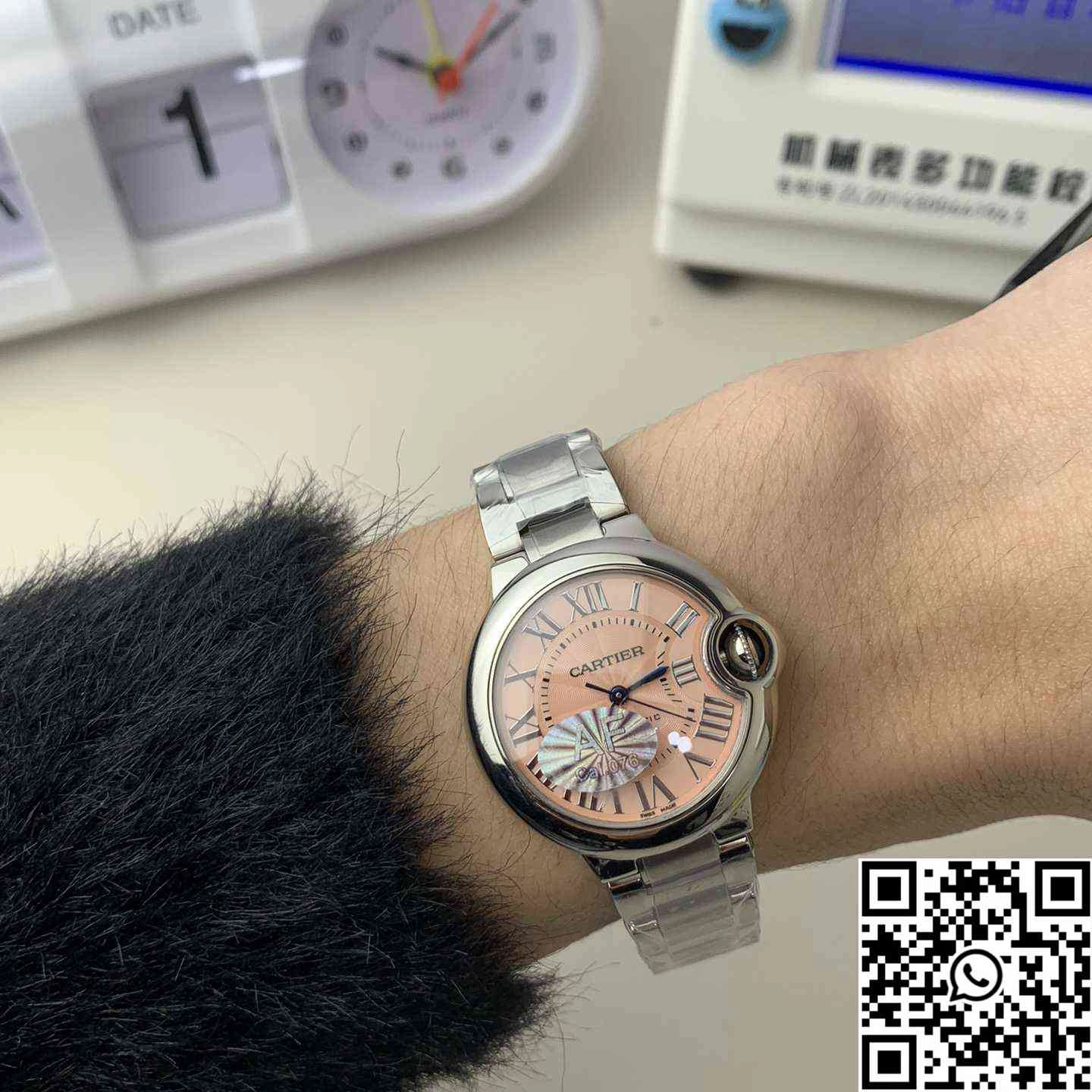 Cartier Ballon Bleu AF Factory WSBB0052 33mm Full Steel Roman Numerals Pink Dial