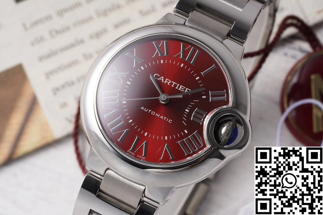 Cartier Ballon Bleu AF Factory WSBB0052 33mm Full Steel Roman Numerals Red Dial