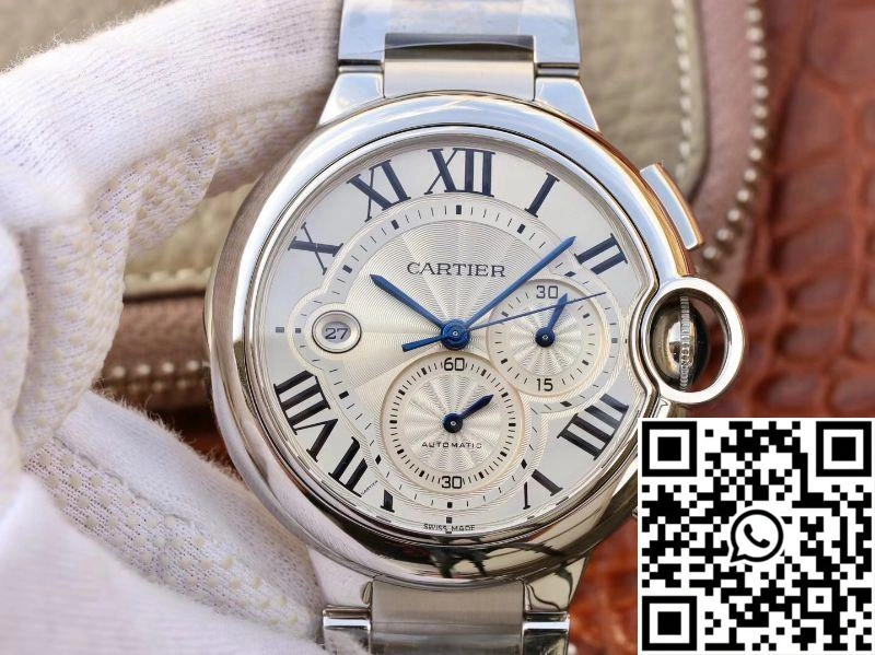 Cartier Ballon Bleu Chronograph W6920076 ZF Factory Silver Dial