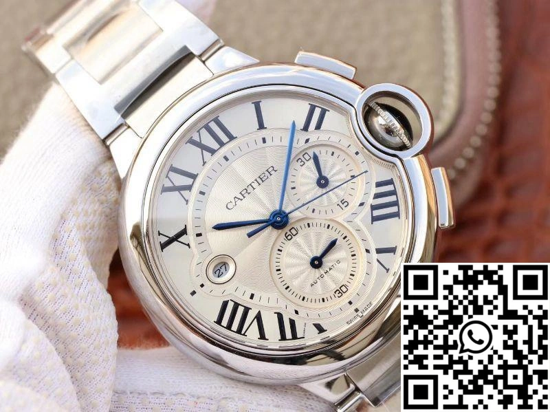 Cartier Ballon Bleu Chronograph W6920076 ZF Factory Silver Dial