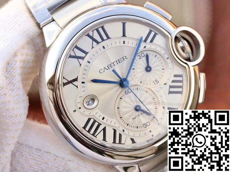 Cartier Ballon Bleu Chronograph W6920076 ZF Factory Silver Dial