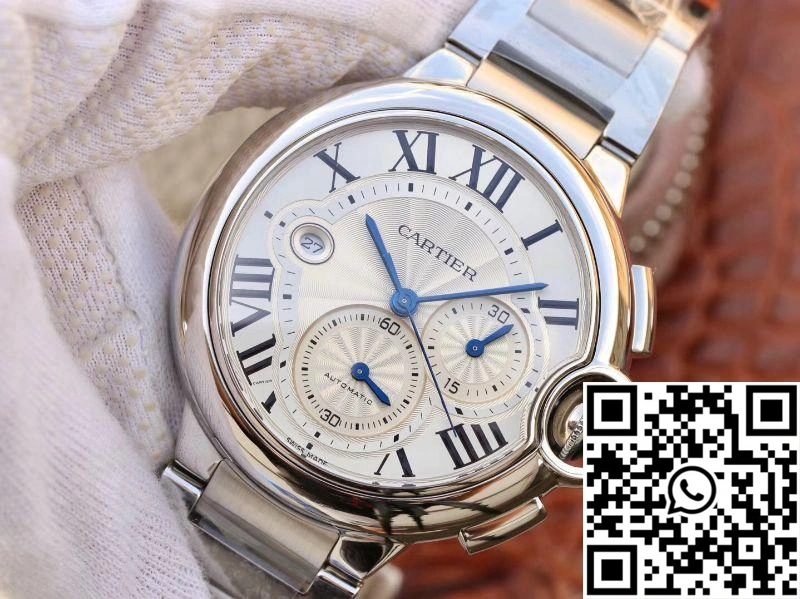 Cartier Ballon Bleu Chronograph W6920076 ZF Factory Silver Dial