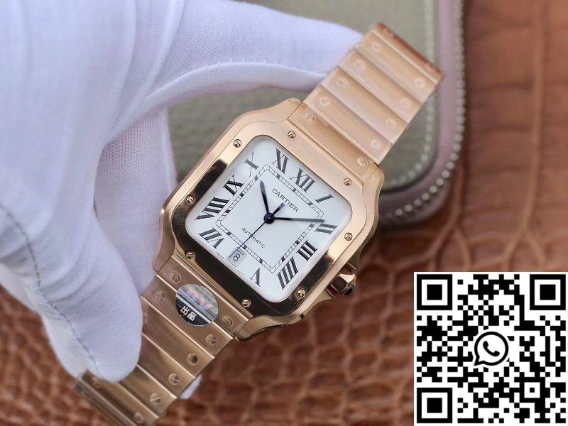 Cartier De Santos 40mm BV Factory 18K Rose Gold Case White Dial