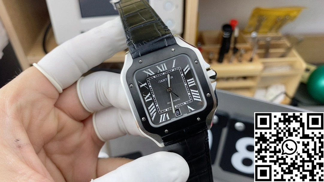 Cartier De Santos CRWSSA0037 BV Factory Grey Dial Leather Band