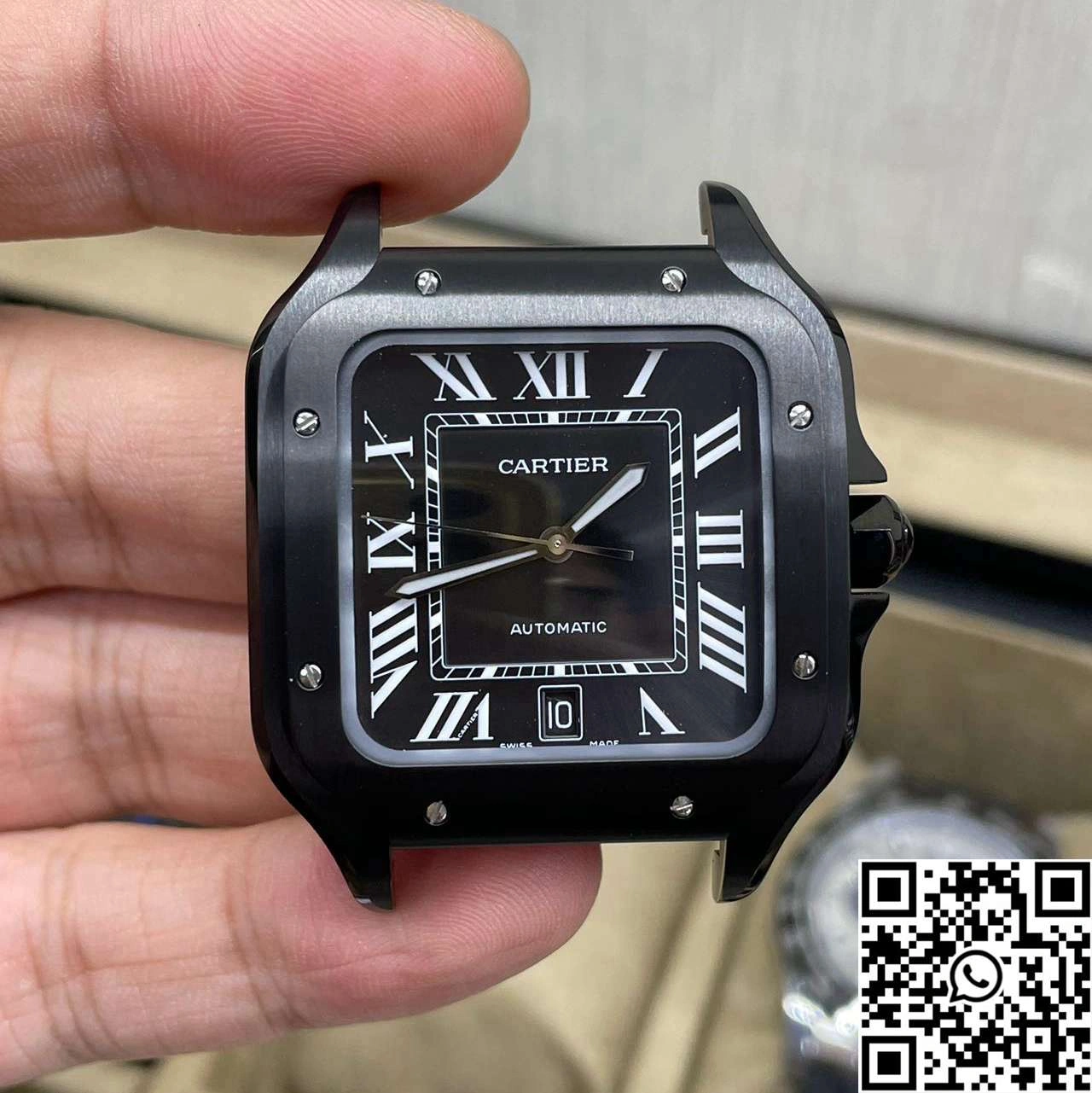 Cartier De Santos CRWSSA0039 BV Factory Black Dial Rubber Band