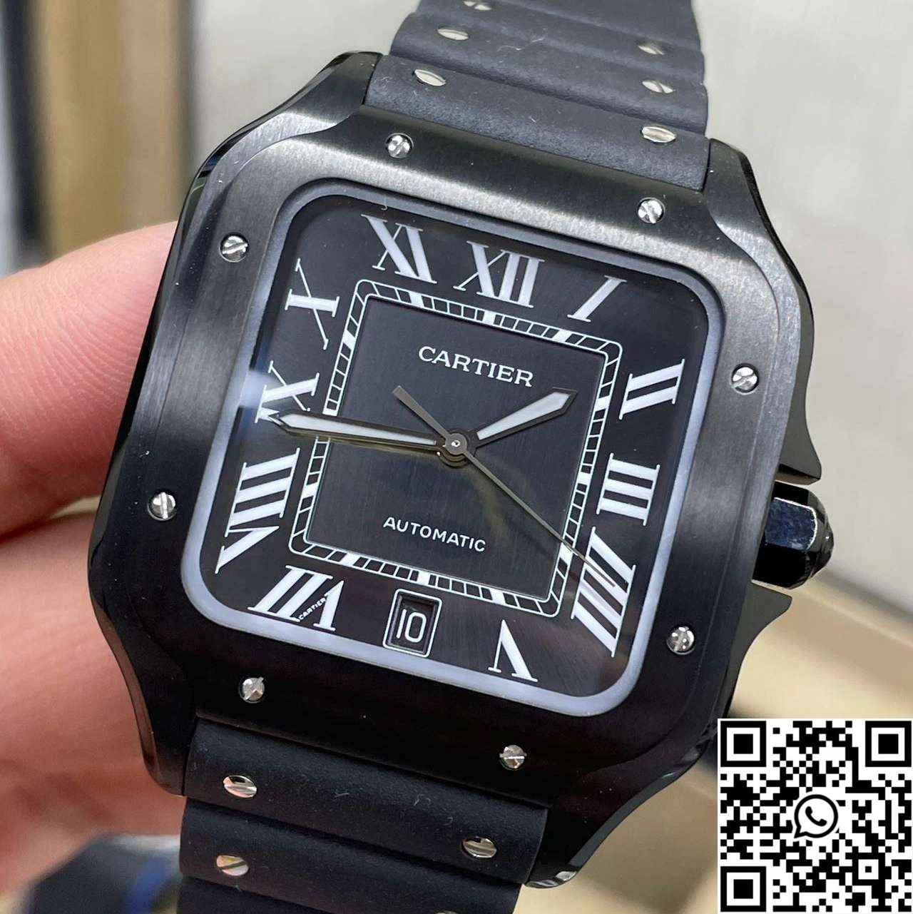 Cartier De Santos CRWSSA0039 BV Factory Black Dial Rubber Band