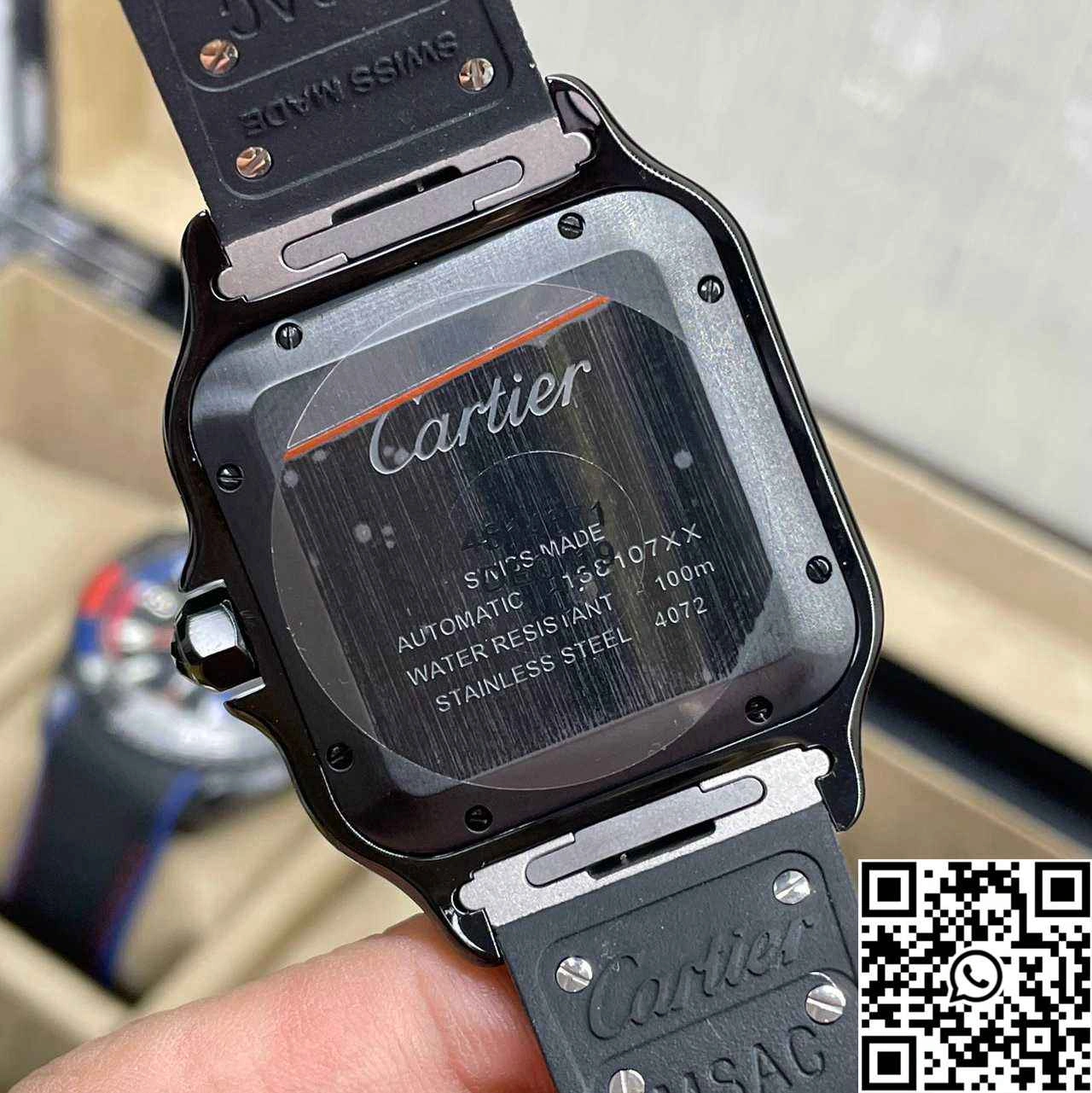 Cartier De Santos CRWSSA0039 BV Factory Black Dial Rubber Band