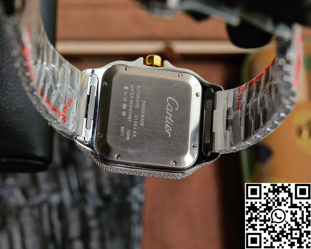 Cartier De Santos Full Diamond AMG Factory Rose Gold Arabic Dial
