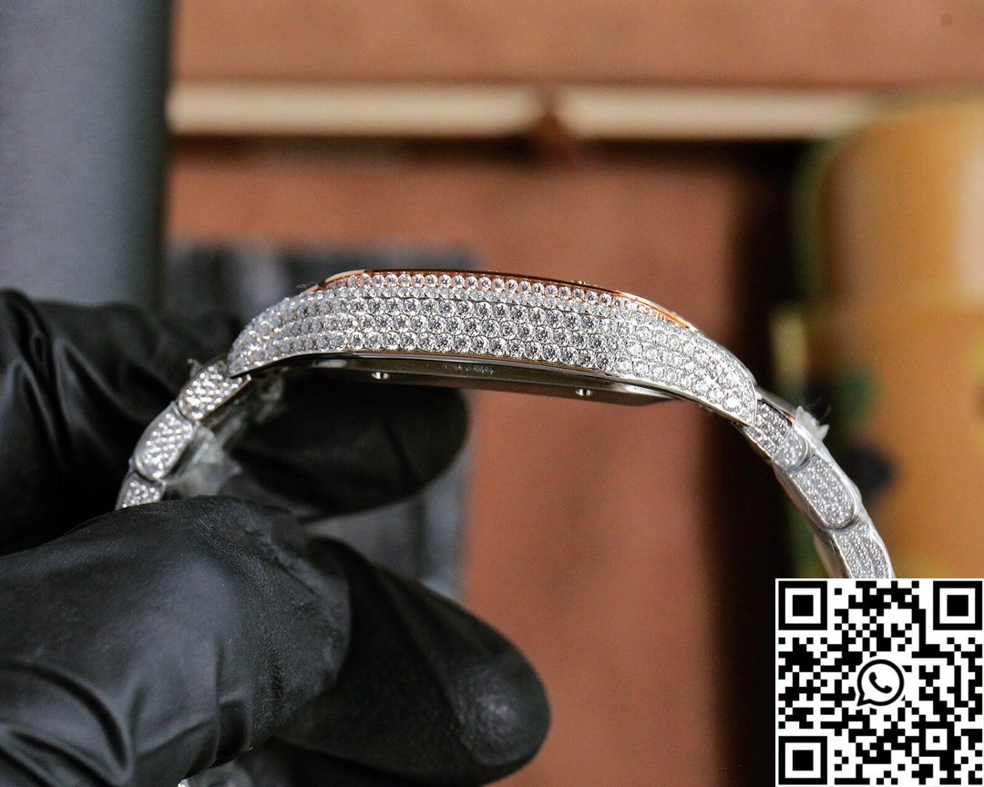 Cartier De Santos Full Diamond AMG Factory Rose Gold Dial