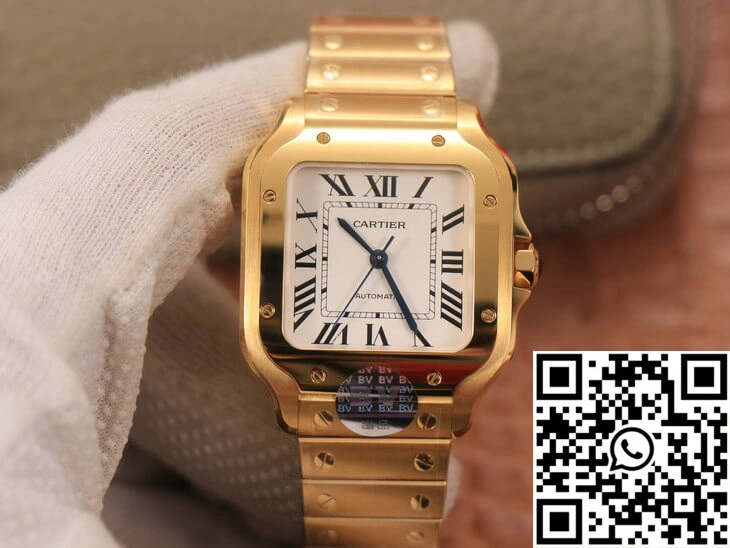 Cartier De Santos WSSA0010 BV Factory 18K Gold White Dial