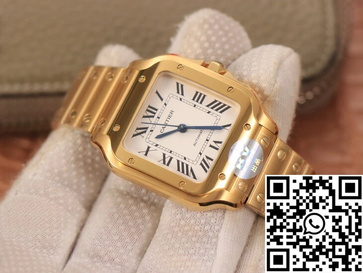 Cartier De Santos WSSA0010 BV Factory 18K Gold White Dial