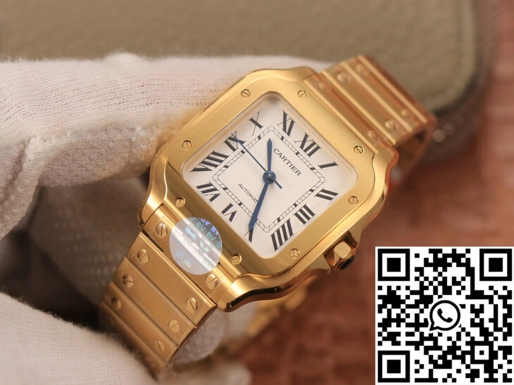 Cartier De Santos WSSA0010 BV Factory 18K Gold White Dial